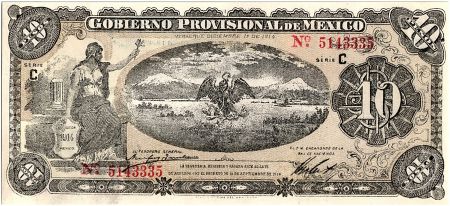 Mexique 10 Pesos Liberté - Volcan - Aigle et serpent - 01/12/1914