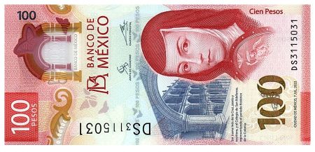 Mexique 100 Pesos, Juana de Asbaje - Polymer - 2022