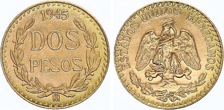 Mexique 2 Pesos Emblème national 1945 - Or