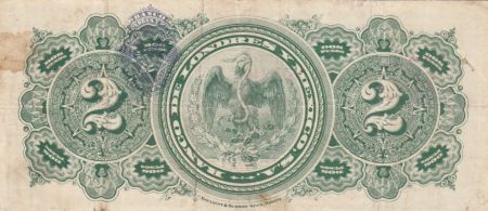 Mexique 2 Pesos Foi et Joie Assises - armoiries - 1914