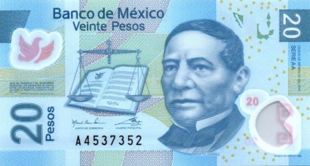 Mexique 20 Pesos - Benito Juarez - Cité Aztèque - 2016 (2017) - Polymer