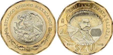 Mexique 20 Pesos - Bimétal -Emiliano Zapata Salazar - 2019 - SPL - P.NEW