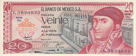 Mexique 20 Pesos - J. Morelos - Pyramide de Quetzalcoatl - 1977