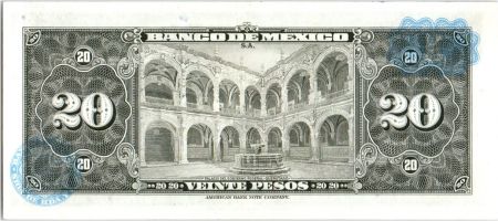 Mexique 20 Pesos - Josefa Ortiz de Dominguez - Palais Fédéral Queretaro - 1970