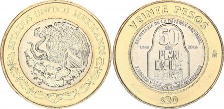 Mexique 20 Pesos, 50ième anniversaire du plan DN II E- 2016