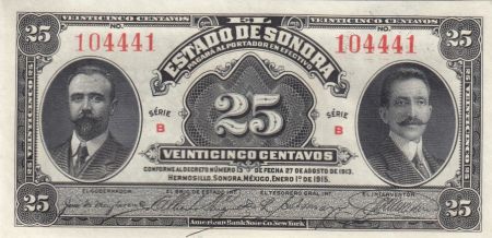 Mexique 25 Centavos I. Madero, J.M. Pino - 1915