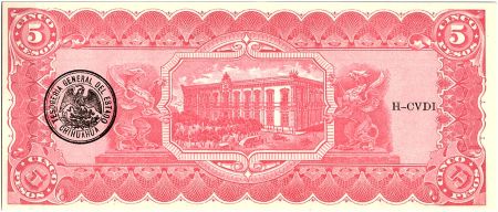 Mexique 5 Peso, Fransisco Madero - A gonzalez - 1914