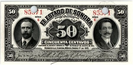 Mexique 50 Centavos I. Madero, J.M. Pino - 1915