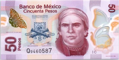 Mexique 50 Pesos - Jose María Morelos - Aqueduc de Morelia - Polymer - 2012