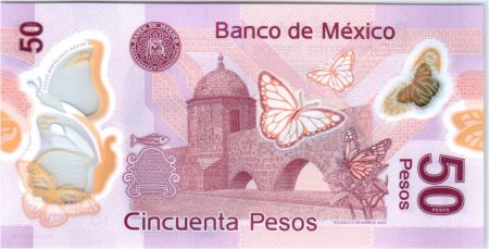 Mexique 50 Pesos - Jose María Morelos - Aqueduc de Morelia - Polymer - 2012