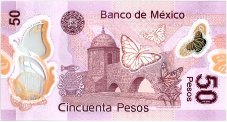 Mexique 50 Pesos - Jose María Morelos - Aqueduc de Morelia - Polymer - 2017 - Neuf - P.123A - Série AC