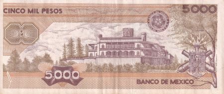 Mexique 5000 Pesos - Soldats - Château de Chapultepec - Série GE - 1989 - TTB+ - P.88