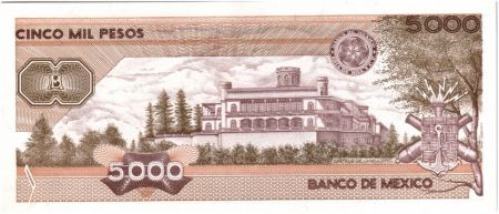 Mexique 5000 Pesos Soldats - Château de Chapultepec 1989