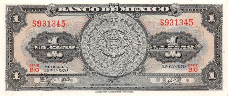 Mexique MEXIQUE - 1 PESO 22-07-1970 - CALENDRIER MAYA