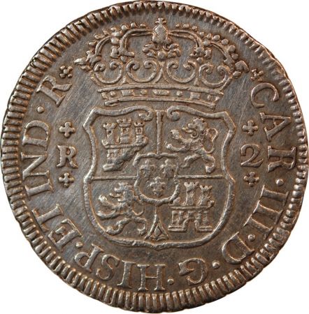 Mexique MEXIQUE  CHARLES III - 2 REALES ARGENT 1763 Mo