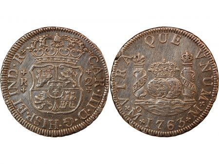 Mexique MEXIQUE  CHARLES III - 2 REALES ARGENT 1763 Mo