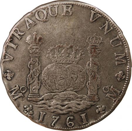Mexique MEXIQUE, CHARLES III - 8 REALES ARGENT - 1761, MM, M° MEXICO