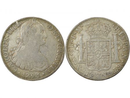 Mexique Mexique, Charles IV - 8 Reales Argent 1791 Mo Mexico Fm