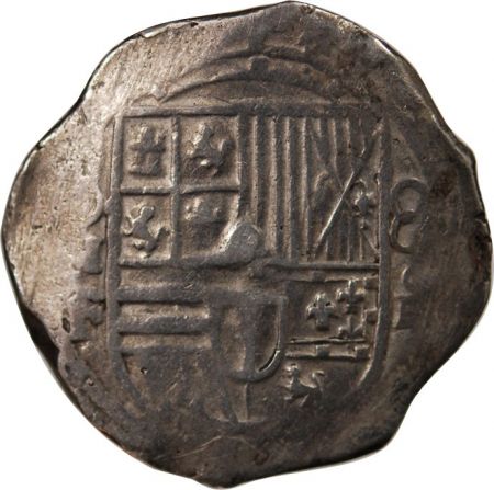 Mexique MEXIQUE  PHILIPPE II  III  IV - COB 8 REALES ARGENT 1555 / 1565 - MONNAIE DE PIRATE