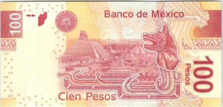 Mexique P.124.f 100 Pesos, Nezahualcoyoti - Statue Xochipilli - 2012