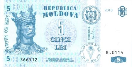 Moldavie 5 Lei Roi Stefan - 2013