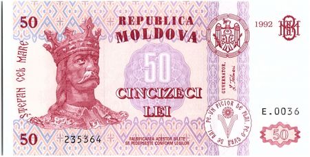 Moldavie 50 Lei Roi Stefan - 1992