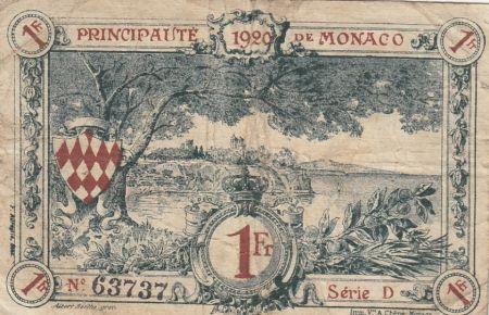 Monaco 1 Franc  - Armoiries  - 1920 - Série D