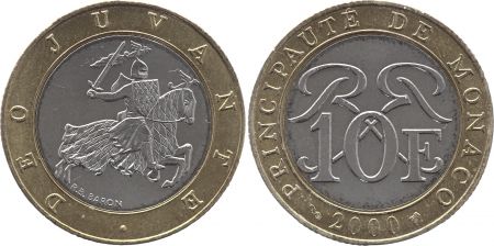 Monaco 10 Francs  Chevalier - 1989 à 2000 - Bimétal - TTB+