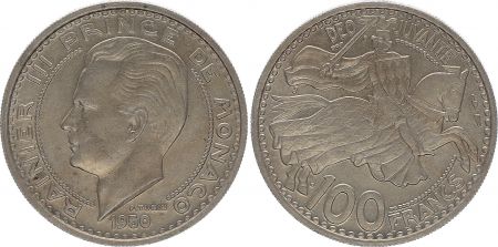 Monaco 100 Francs Rainier III - Chevalier 1950