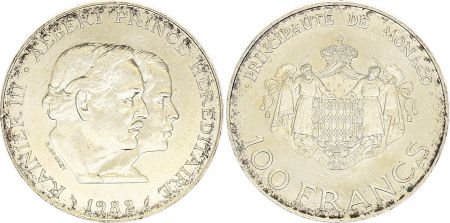 Monaco 100 Francs Rainier III et Albert - 1982 -  Argent