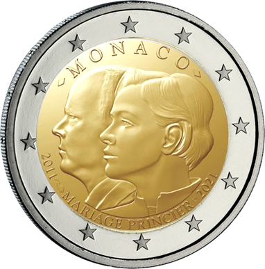 Monaco 2 euros  2021 - Mariage Royal - Frappe BE