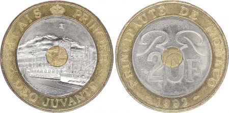 Monaco 20 Francs  Palais Princier 1992 - Bimétal - SUP