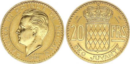 Monaco 20 Francs Rainier III - 1950 Essai - OR - Tirage : 500 ex