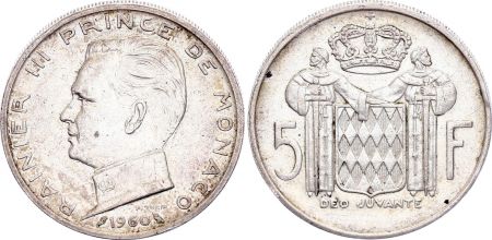 Monaco 5 Francs Rainier III - 1960 - Argent