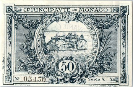 Monaco 50 centimes  - Armoiries  - 20/03/1920