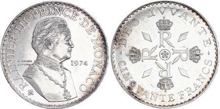 Monaco 50 Francs Rainier III - 1974 - Argent