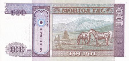 Mongolie 100 Tugrik - Sukhe-Bataar - Chevaux -  1993 - NEUF - P.57