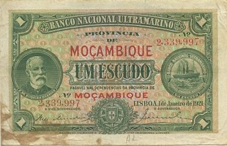 Mozambique 1 Escudo F. de Oliveira Chamico - 1921