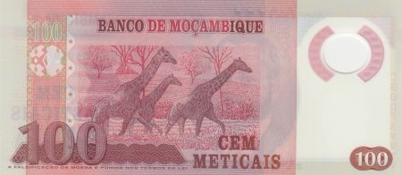 Mozambique 100 Meticais 2011 - S. M. Machel - Girafes Polymer