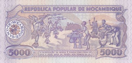 Mozambique 5000 Meticais Statues - Guerriers et musiciens - 1989