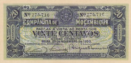 Mozambique R.29 20 Centavos, Armoiries - Ornements - 1933