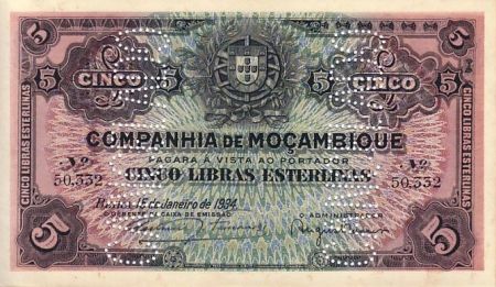 Mozambique R.32 5 Libras, Armoiries - 1934