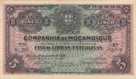Mozambique R.32 5 Libras, Armoiries - 1934