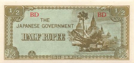 Myanmar MYANMAR, OCCUPATION JAPONAISE - 1/2 RUPEE - 1942