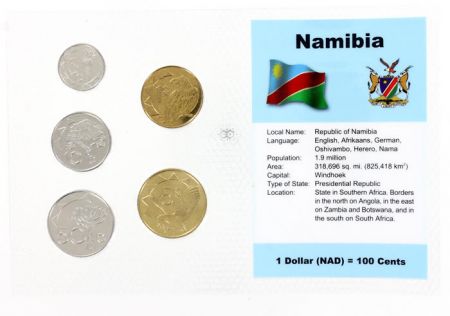 Namibie Blister 5 monnaies NAMIBIE (5 cents à 5 dollars)