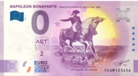 Napoléon à travers l\'Europe - Lot de 3 Billets 0 Euro Souvenir 2021 - Italie  Malte  Pays-Bas