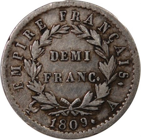 NAPOLEON Ier - 1/2 FRANC ARGENT 1809 A PARIS
