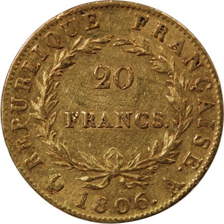 NAPOLEON Ier - 20 FRANCS OR 1806 A PARIS Calendrier grégorien\ \ 