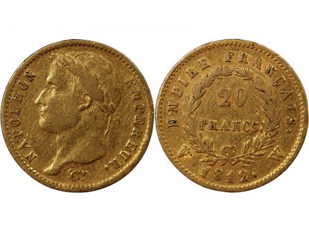 NAPOLEON Ier - 20 FRANCS OR 1812 W LILLE