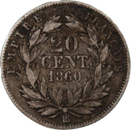 NAPOLEON III - 20 CENTIMES ARGENT 1860 BB STRASBOURG